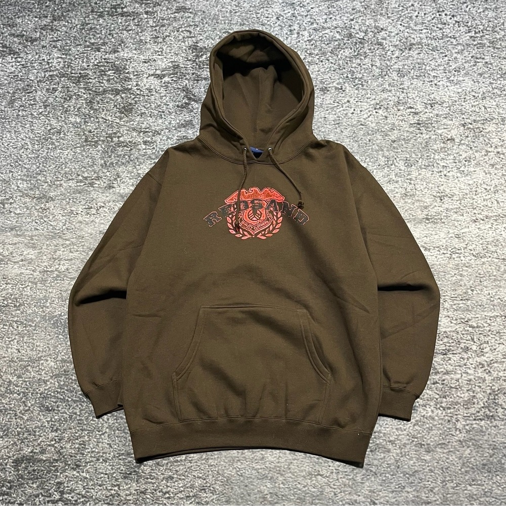 Vintage‎ Red Sand Hoodie Mens Medium Brown Y2K Surf Skater Grunge Sweatshirt